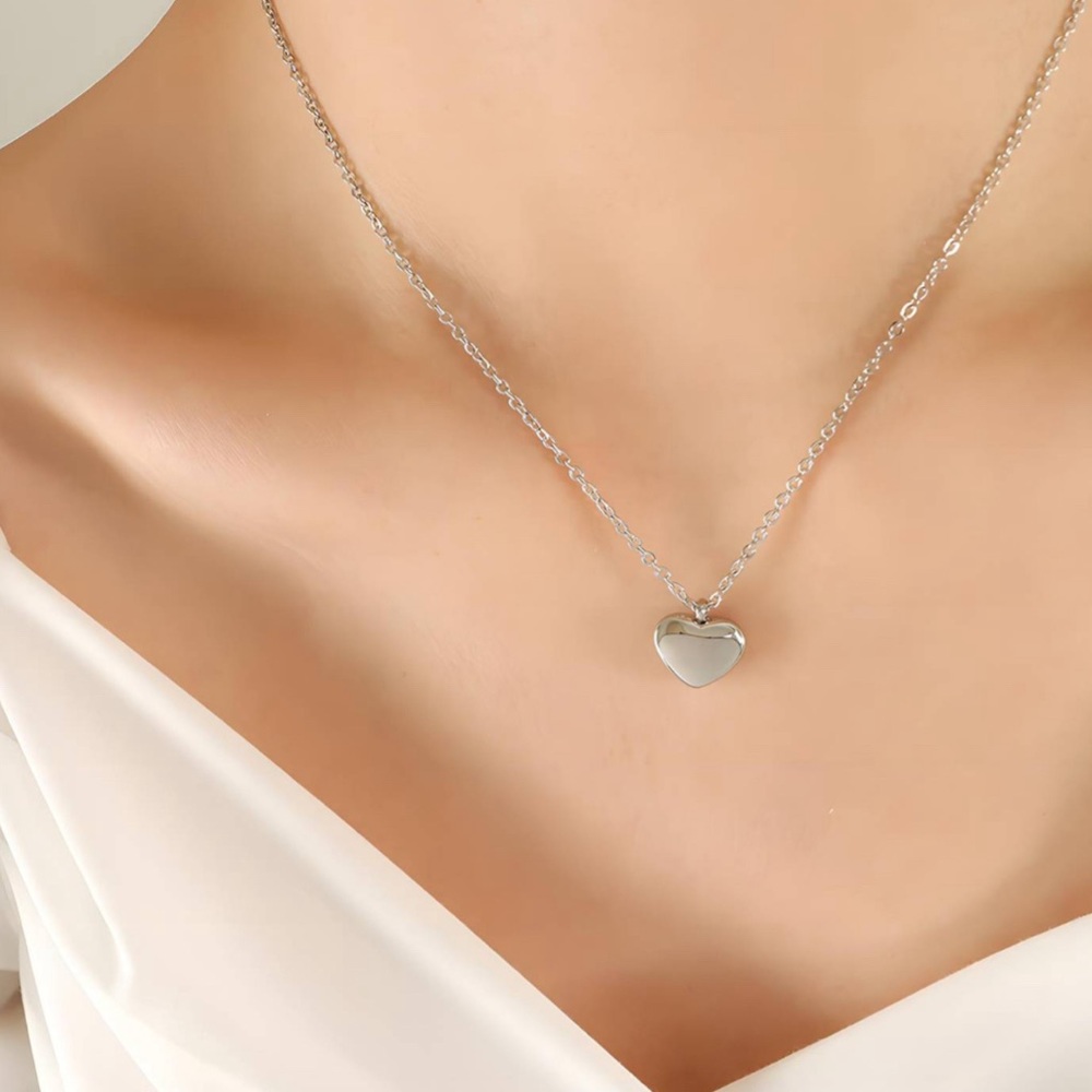 Stainless Steel Silver Heart Necklace